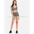 Hoodie Sports Bra & Drawstring Shorts Set Manufacture Wholesale Fashion Women Apparel (TA4023SS)